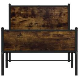 Berkfield Home Metal Bed Frame without Mattress Smoked Oak 90x190 cm Single in Brown - thumbnail 5