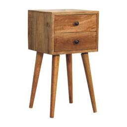 Direct Wicker Solid Wood Mini Oak-ish Bedside, 2 Drawers in Brown - Size: 1 Pack - thumbnail 7