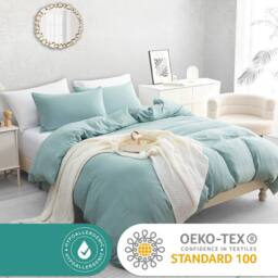 Pamposh Pre Washed Microfibre Duvet Cover Sets Reversible Quilt Covers in Pale Green - Size: King - thumbnail 2
