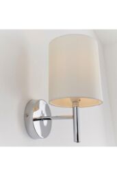 Netlighting Brio 1 Light Indoor Wall Light Chrome Off-White Faux Silk E14 in Grey - thumbnail 2