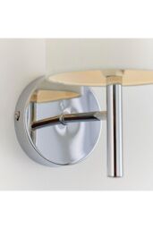 Netlighting Brio 1 Light Indoor Wall Light Chrome Off-White Faux Silk E14 in Grey - thumbnail 6
