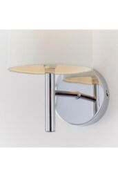 Netlighting Brio 1 Light Indoor Wall Light Chrome Off-White Faux Silk E14 in Grey - thumbnail 5