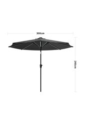 Garden Sanctuary Solar Powered LED Garden Parasol Patio Umbrella without Base in Dark Grey - thumbnail 6