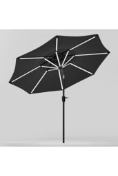Garden Sanctuary Solar Powered LED Garden Parasol Patio Umbrella without Base in Dark Grey - thumbnail 4