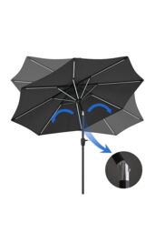 Garden Sanctuary Solar Powered LED Garden Parasol Patio Umbrella without Base in Dark Grey - thumbnail 5