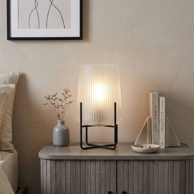 Garden Greatness Evie Frosted White Lamp With Stand in Beige - image 1