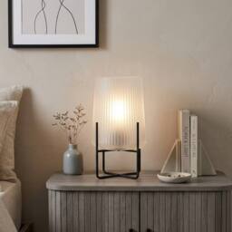 Garden Greatness Evie Frosted White Lamp With Stand in Beige - thumbnail 1