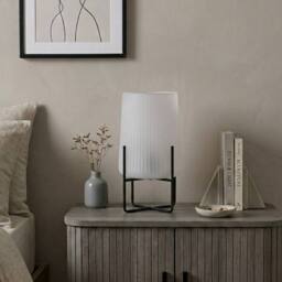 Garden Greatness Evie Frosted White Lamp With Stand in Beige - thumbnail 2