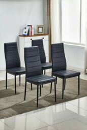 Living and Home 4pcs Armless Faux Leather Upholstered High Back Dining Chairs in Black - thumbnail 1