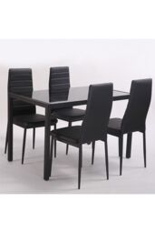 Living and Home 4pcs Armless Faux Leather Upholstered High Back Dining Chairs in Black - thumbnail 5