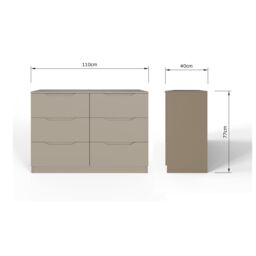 FWStyle Luno Chest Of Drawers 6 Drawer Putty Deep Design Sideboard in Beige - thumbnail 5