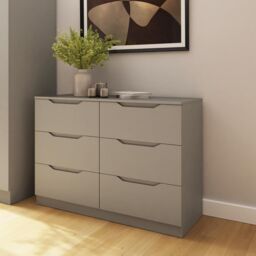 FWStyle Luno Chest Of Drawers 6 Drawer Putty Deep Design Sideboard in Beige