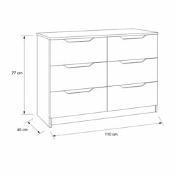 FWStyle Luno Chest Of Drawers 6 Drawer Putty Deep Design Sideboard in Beige - thumbnail 6