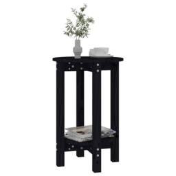 Berkfield Home Coffee Table Black Ã˜ 40x60 cm Solid Wood Pine - thumbnail 4