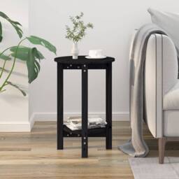 Berkfield Home Coffee Table Black Ã˜ 40x60 cm Solid Wood Pine - thumbnail 3
