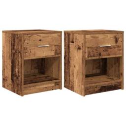 Berkfield Home Durable Bedside Cabinets 2 pcs with Drawer Old Wood 40x34x50 cm in Brown - Size: 40 x 34 x 50 cm - thumbnail 3