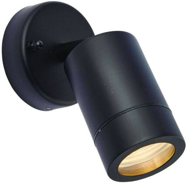 Loops IP44 Outdoor Adjustable Spotlight Matt Black GU10 Dimmable Accent Downlight - image 1