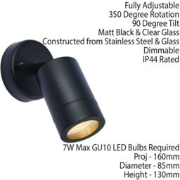 Loops IP44 Outdoor Adjustable Spotlight Matt Black GU10 Dimmable Accent Downlight - thumbnail 2