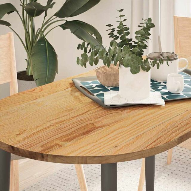Berkfield Home Table Top Light Brown 120x60x2 cm Solid Wood Oak Oval in Grey - Size: 120 x 60 x 2 cm - image 1