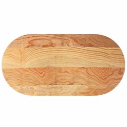 Berkfield Home Table Top Light Brown 120x60x2 cm Solid Wood Oak Oval in Grey - Size: 120 x 60 x 2 cm - thumbnail 2