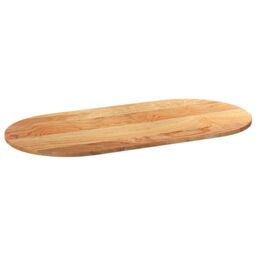 Berkfield Home Table Top Light Brown 120x60x2 cm Solid Wood Oak Oval in Grey - Size: 120 x 60 x 2 cm - thumbnail 4