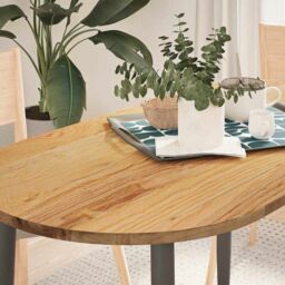 Berkfield Home Table Top Light Brown 120x60x2 cm Solid Wood Oak Oval in Grey - Size: 120 x 60 x 2 cm