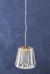 Orsina 1 Bulb Bronze Pendant Light, Cone-Shaped Glass Shade Ceiling Fixture, Crystal Texture Hanging Lamp in Gold - thumbnail 3