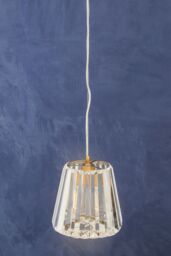 Orsina 1 Bulb Bronze Pendant Light, Cone-Shaped Glass Shade Ceiling Fixture, Crystal Texture Hanging Lamp in Gold - thumbnail 2