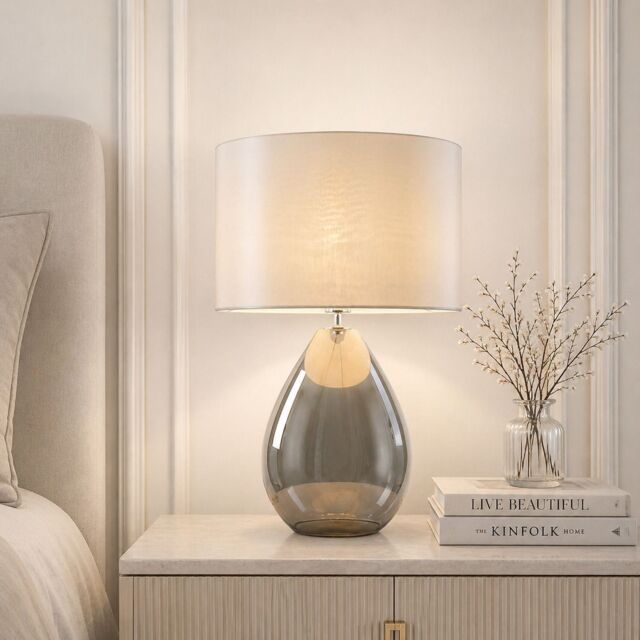 Pagazzi Waltham Smoked Glass Table Lamp in Grey - image 1