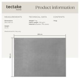 tectake Rug Zonelle 140 X 200 Cm - Grey - Size: 140 cm x 200 cm - thumbnail 6