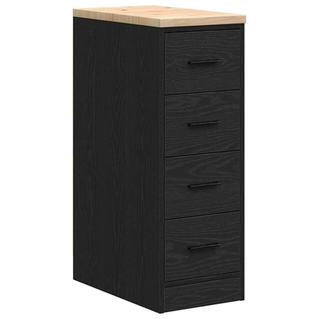 Berkfield Home Garage Storage Cabinet Black 30x51x85 cm Solid Wood Pine - Size: 30 x 51 x 85 cm - image 1