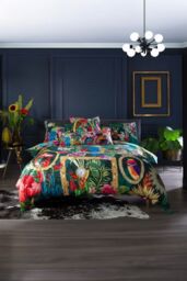 Luxurious Signature Teal 100% Cotton Duvet Cover Set with Digitally Printed Design Piped Finish and 200 Thread Count