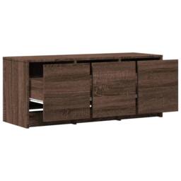 Berkfield Home TV Cabinet with LED Brown Oak 97x34x40 cm Engineered Wood - Size: 97 x 34 x 40 cm - thumbnail 9