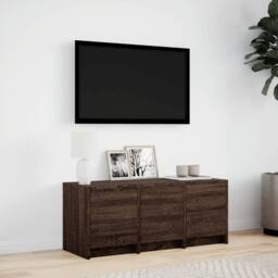 Berkfield Home TV Cabinet with LED Brown Oak 97x34x40 cm Engineered Wood - Size: 97 x 34 x 40 cm - thumbnail 4