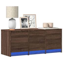Berkfield Home TV Cabinet with LED Brown Oak 97x34x40 cm Engineered Wood - Size: 97 x 34 x 40 cm - thumbnail 2