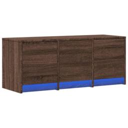 Berkfield Home TV Cabinet with LED Brown Oak 97x34x40 cm Engineered Wood - Size: 97 x 34 x 40 cm - thumbnail 1