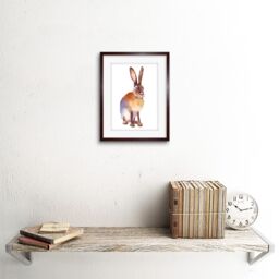"Artery8 Wall Art Print Hare Watercolour Isolated Art Framed 9x7 inch in Brown - Size: W7"" x H9""" - thumbnail 2