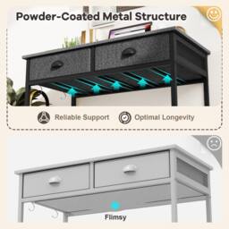 Gymax Computer Desk with 2 Drawers Simple Study Desk Makeup Dressing Table in Grey - thumbnail 3
