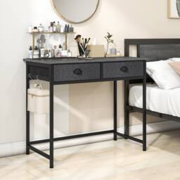 Gymax Computer Desk with 2 Drawers Simple Study Desk Makeup Dressing Table in Grey - thumbnail 6