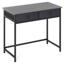 Gymax Computer Desk with 2 Drawers Simple Study Desk Makeup Dressing Table in Grey - thumbnail 9