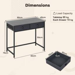 Gymax Computer Desk with 2 Drawers Simple Study Desk Makeup Dressing Table in Grey - thumbnail 8