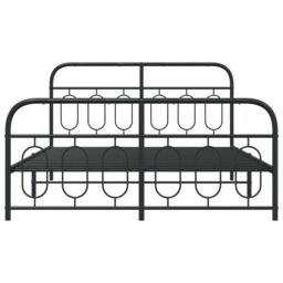 Berkfield Home Metal Bed Frame without Mattress with Footboard Black 140x190cm - Size: 140x190 cm - thumbnail 4
