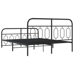 Berkfield Home Metal Bed Frame without Mattress with Footboard Black 140x190cm - Size: 140x190 cm - thumbnail 6