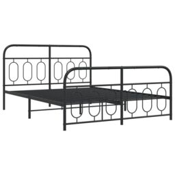 Berkfield Home Metal Bed Frame without Mattress with Footboard Black 140x190cm - Size: 140x190 cm - thumbnail 3