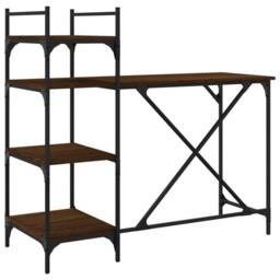 Berkfield Home Decorative Computer Desk with Shelves Brown Oak 120x47x109 cm - Size: 120 x 47 x 109 cm - thumbnail 3
