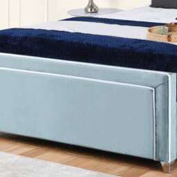 UK Bed Furniture Ariana Upholstered Bed Frame with 48-inch Headboard - Slatted Base in Light Blue - Size: Double - thumbnail 3