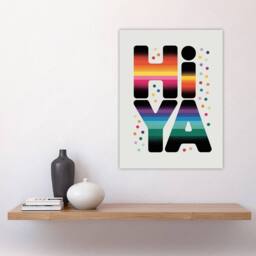 "Artery8 Hiya Hi Ya Bold Fun Colourful Typography Wall Art Print - Size: W12"" x H16""" - thumbnail 4