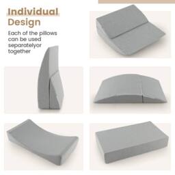 Costway 4-in-1 Convertible Folding Sofa Bed Floor Futon Sleeper Couch Chair w/ High-density Foam & Removable Cover in Grey - thumbnail 4