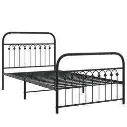 Berkfield Home Metal Bed Frame without Mattress with Footboard Black 100x190cm - Size: 100x190 cm - thumbnail 3