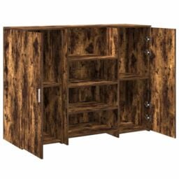 Berkfield Home Reception Desk Smoked Oak 135x50x103.5 cm Engineered Wood in Brown - thumbnail 6